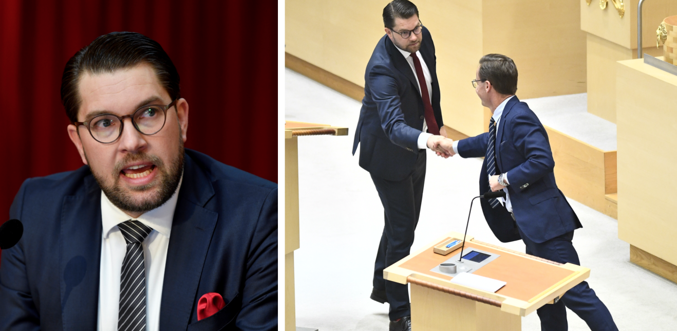 Åkesson och Kristersson under en debatt i riksdagen 2019.